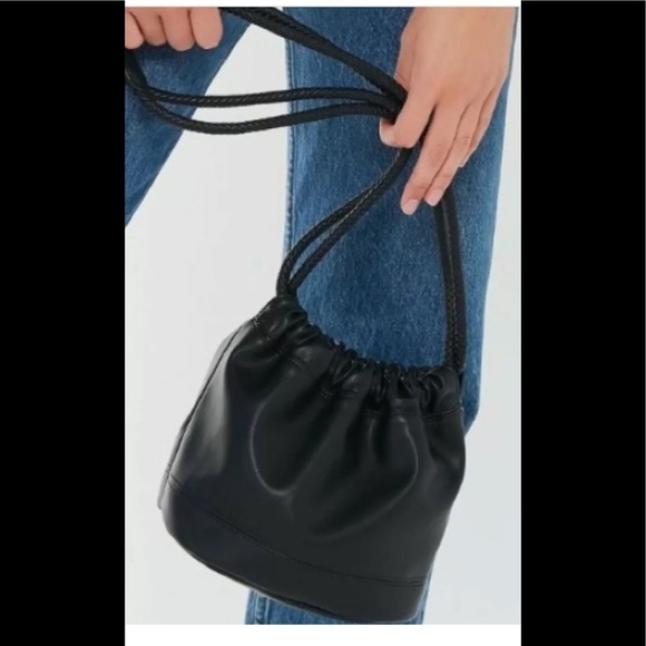 NWT URBAN OUTFITTERS VEGAN LEATHER BLACK LUCE DRAWSTRING SATCHEL BAG - Picture 1 of 9